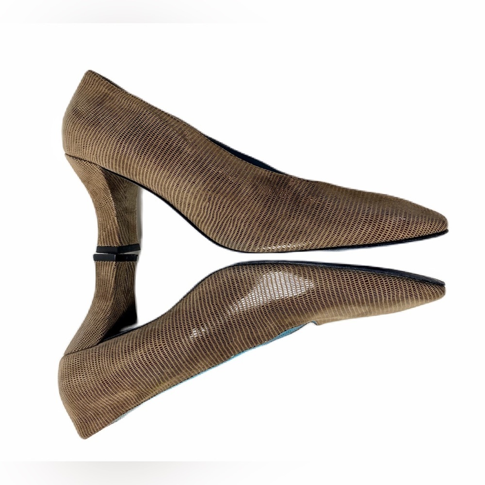 Theirry Rabotin Womens Suede Embossed Pumps Size 40 Metallic Brown Made in Italy - Picture 9 of 15